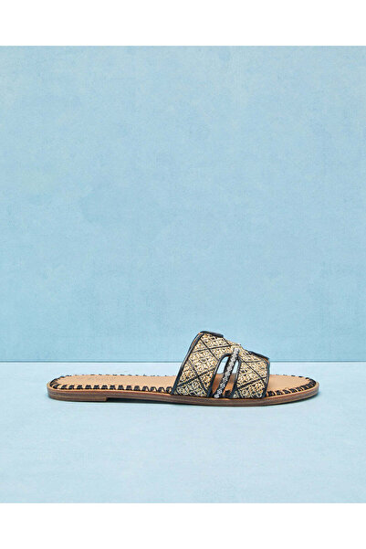 REDTAG Women Beige And Black H Upper Weaved Mule