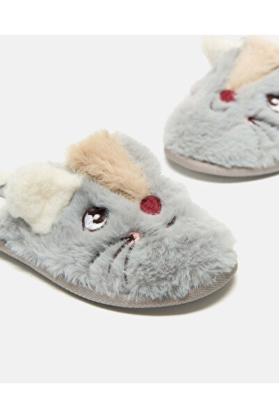 REDTAG Boys Grey Character Cat Slippers