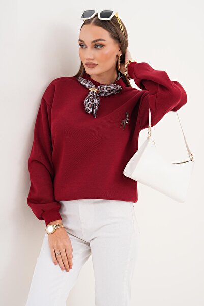 ŞİMAL Γυναικείο φούτερ με κέντημα με λεπτομέρεια από τρία νήματα 255435 -