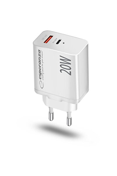 ESPERANZA USB-A+C EZC105W, white, 20W