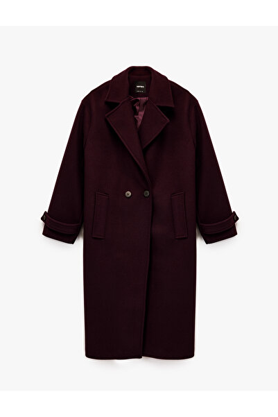 Koton Long Sleeve Pocket Buttoned Double Breasted Long Cashmere Coat