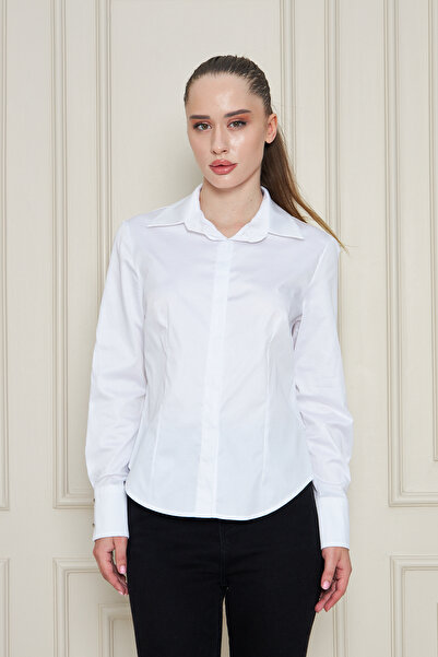 UNIQUE LADY 100% Cotton Women's Classic Shirt – Design with Slim Fit Pins and Hidden Placket Buttons