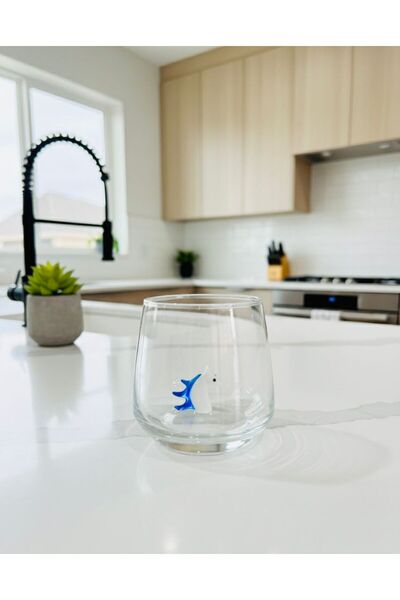 Arsglass El Yapımı Murano Cam Deniz Atı Mavi Figürlü Bardak Tekli