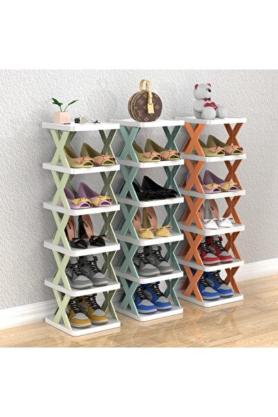 fitto رف أحذية موفر للمساحة على شكل حرف X بستة طوابق - منظم متعدد الوظائف، سه...