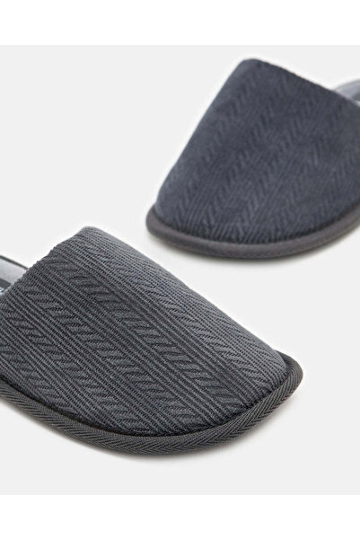 REDTAG Senior Boys Grey Textured Mule Slipper