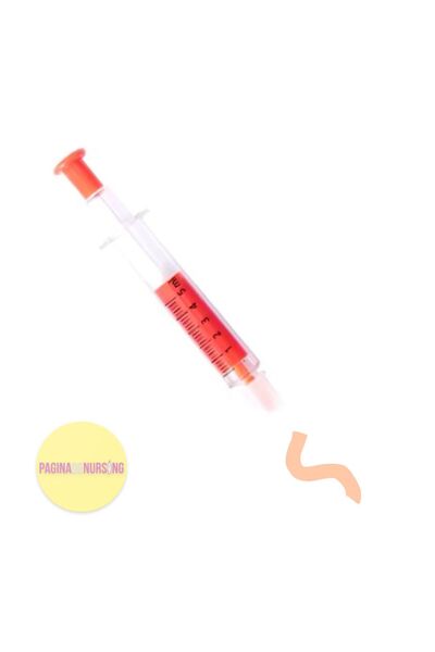 Pagina de Nursing Marker Evidențiator Seringă Portocaliu cu pix integrat