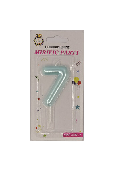 Mirific Party Blue cake candle, 6 cm, number 7