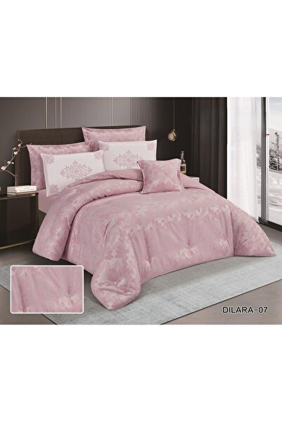 Red Rose Dilara fully embroidered double bedsheet set made of microfiber, 7 pieces, size 260*240 cm