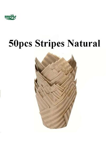 Generic 50pcs Disposable Tulip Muffin Cups - Cloud Stripe Paper Cake Cups