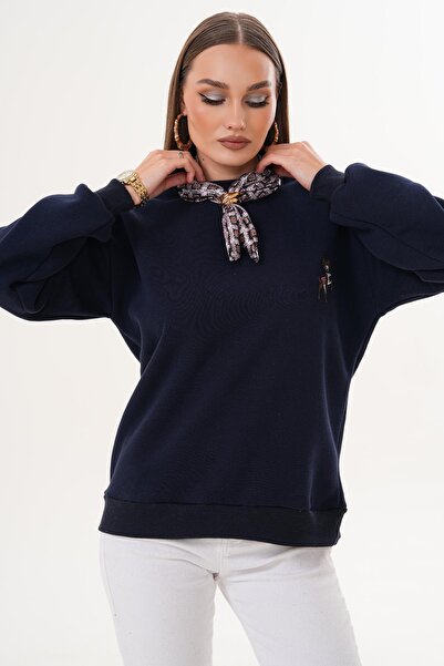 ŞİMAL Γυναικείο φούτερ με κέντημα με λεπτομέρεια από τρία νήματα 255435 -