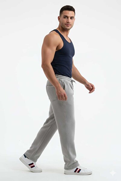 fh fashionhere Men's Oversized 3 Thread Baggy Cotton Stone Color Sweatpants with Back Pockets