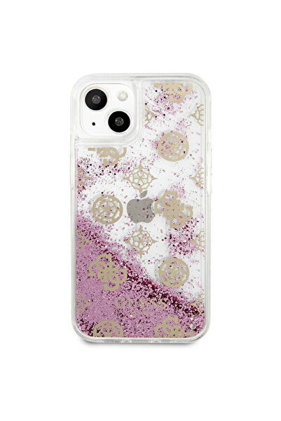 Guess For iPhone 13 Mini Peony Liquid Glitter Pink