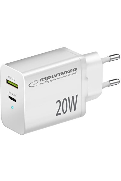 ESPERANZA USB-A+C EZC105W, white, 20W