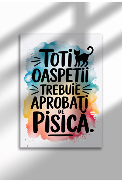 21mxm Unframed Cat Quote Canvas Poster in Romanian - Digital Print - Oaspetii...