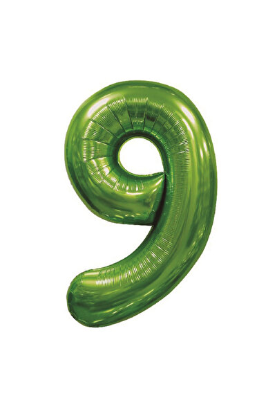 Mirific Party Party balloon, green metallic foil, 100 cm, number 9