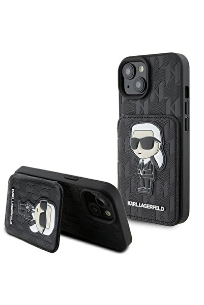 Karl Lagerfeld Carcasă pentru iPhone 15, Saffiano Card slot, Negru