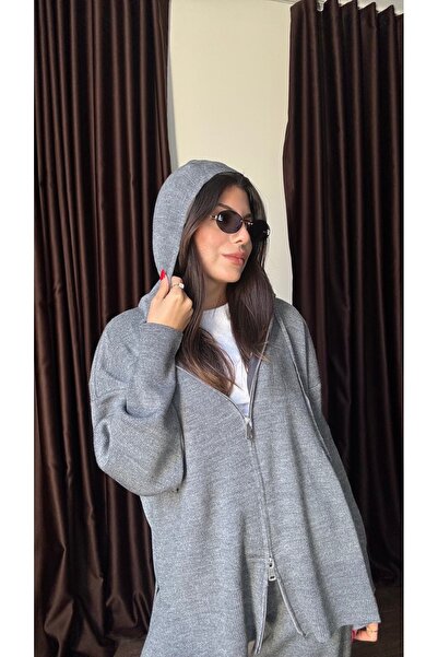 LOISY Women's Double Zipper Sweatshirt Pants Set