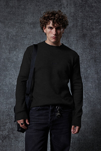 ablukaonline Men's Regular Fit Crew Neck Sweatshirt Black