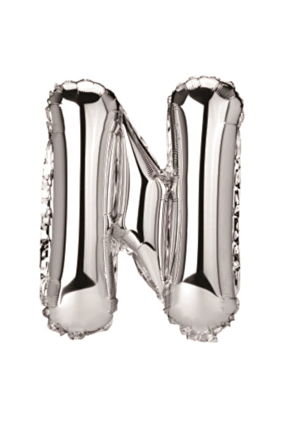 Mirific Party Balon petrecere, folie metalică argintie, 40 cm, litera N