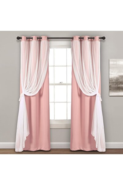 Lush Decor Grommet Panel Pair with Insulated Blackout Lining 84" x 38", Solid, Pink