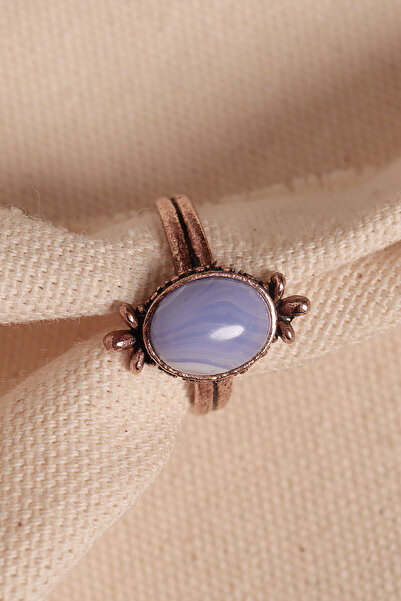 Süspüs Accessories خاتم نحاسي أصلي قابل للتعديل مرصع بحجر السيلينيت الأرجواني