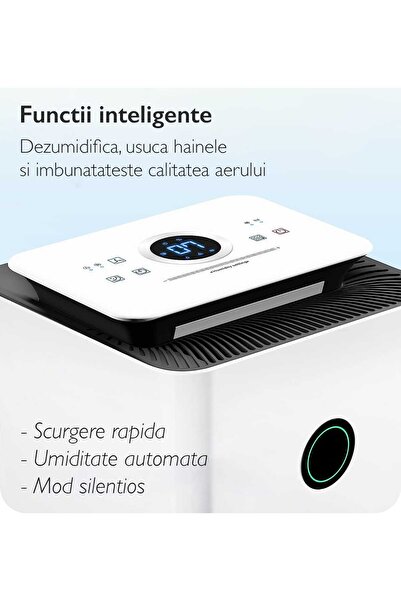 Freezy Air Freezy Air® Dry Pro 12L Dehumidifier – Purification, Clothes Drying, Touch, Timer, Night Mode, White