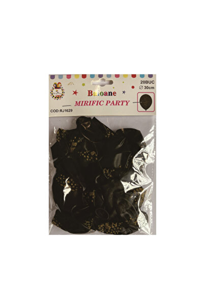 Mirific Party Latex party balloons, black & gold, 'Happy Birthday', 30 cm, 20 pcs