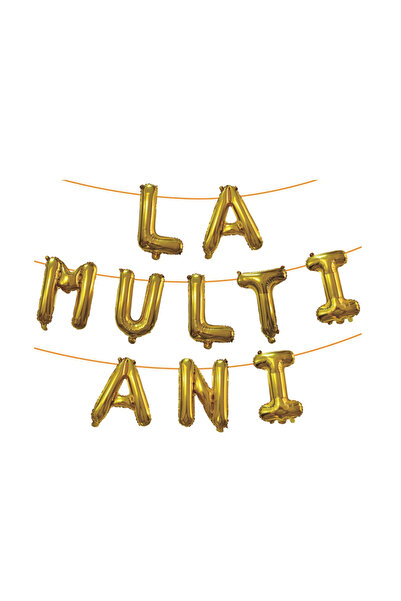 Mirific Party Ghirlandă decorativă aurie, 40 cm, 6 m, „La mulți ani”