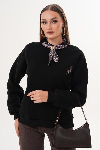 ŞİMAL Γυναικείο φούτερ με κέντημα με λεπτομέρεια από τρία νήματα 255435 -