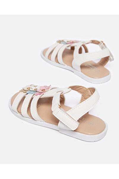 REDTAG Infant Girls White Floral Embellished Sandal
