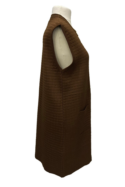 Giyinen Mağazaları Elisa Front Buttoned Double Pocket Quilted Combed Cotton Medium Length Vest