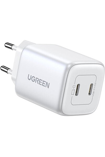 Ugreen GaN CD294 fast network charger, 2x USB-C, PD QC, 45W, White