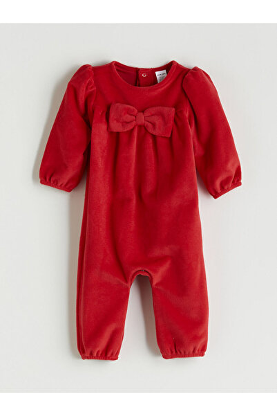 LC Waikiki Baby Girl Romper with Red Bow Detail