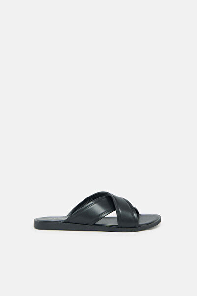 REDTAG Senior Boys Black Plain Sandals
