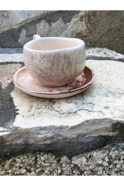 seramikanaz Marbled Patterned Turkish Coffee Cup