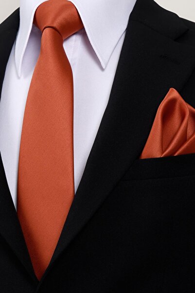 Esgue 8 cm Wide Tile Satin Handkerchief Tie – Premium Men's Tie in a Special Gift Box