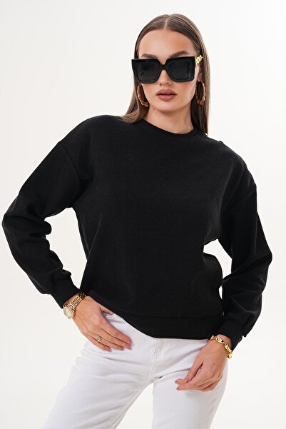 ŞİMAL Γυναικείο πλεκτό φούτερ Σελανίκη με λεπτομέρεια με κουμπιά στον ώμο 255226 -