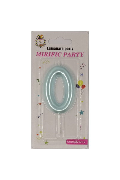 Mirific Party Blue cake candle, 6 cm, digit 0