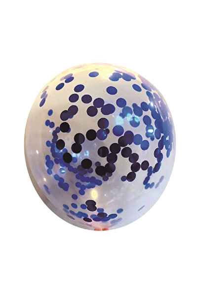 Mirific Party Balon latex transparent pentru petrecere cu paiete albastre, 35 cm, 5 buc.
