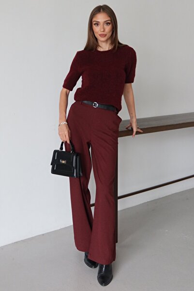 VAGGON Belted Double Pocket Palazzo Pants