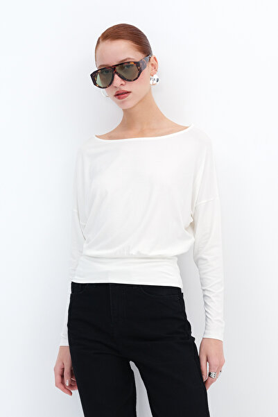 Addax Boat Neck Basic Blouse B12409