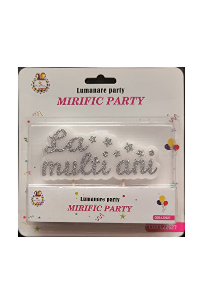 Mirific Party Lumânare pentru tort cu sclipici alb și argintiu „La mulți ani”...
