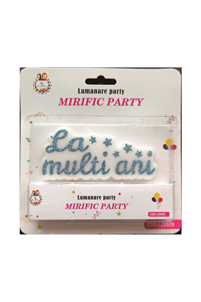 Mirific Party Lumânare pentru tort albă și albastră cu sclipici, „La multi an...