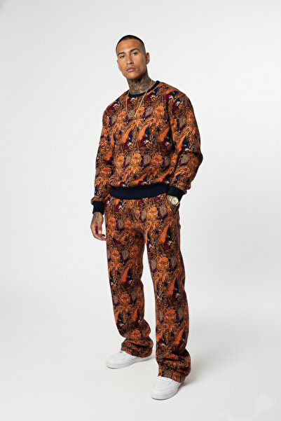 El dueno Classico Series Orange-Navy Blue Old School Streetwear Unisex Sweatshirt