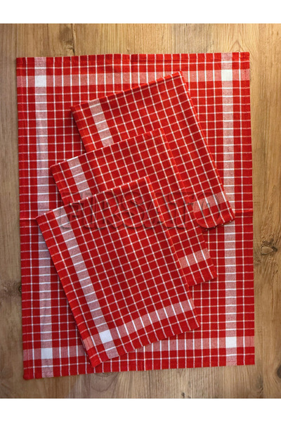 Fırsato Grida Checkered 4-Piece Kitchen Towel Set |   Drying Cloth, Oeko-Tex Certified, 45X65Cm