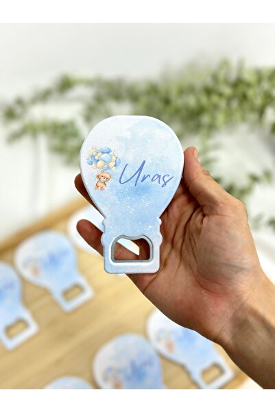 RenkliiiAtölye Mavi Balon Tasarımlı 10 Adet Erkek Bebek , Açacak Balon Magnet...