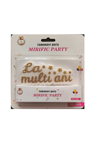 Mirific Party Lumânare pentru tort cu sclipici alb și auriu „La mulți ani” PP...