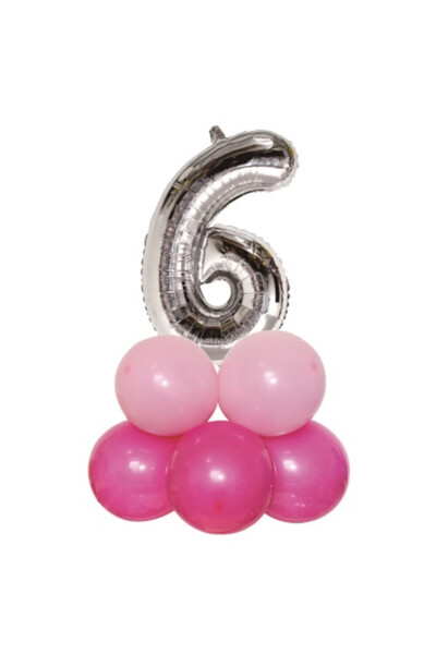 Mirific Party Balon petrecere, folie metalică argintie și roz, 80×50 cm, numă...