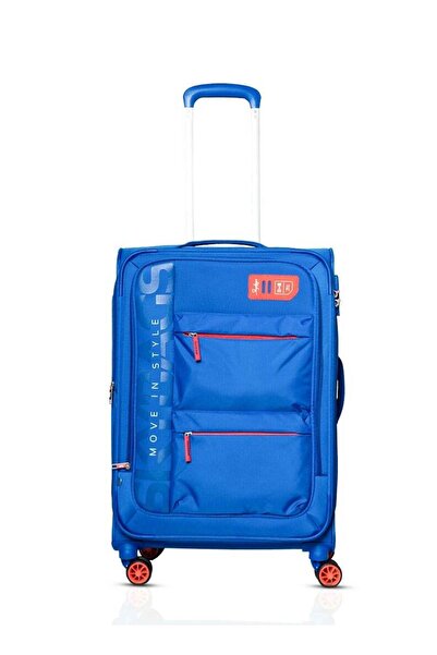 Skybags Vanguard Checked 24-inch Luggage - Anti Theft Zipper, TSA Lock, Dual Wheels, Blue