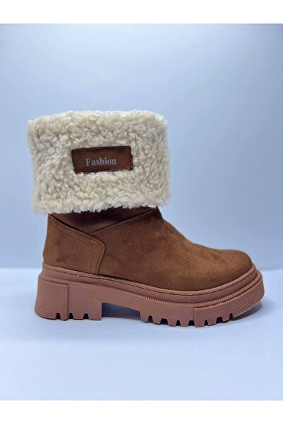 GK SHOES Siyah Süet Kürklü Kadın Bot